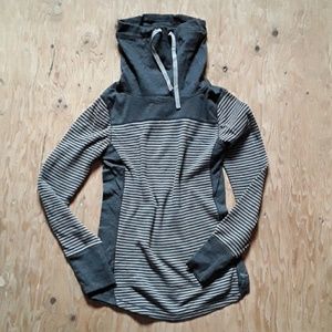 Grey Stripe Funnel Neck Tee